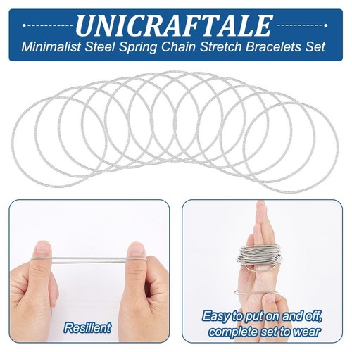 60pcs Minimalist Steel Spring Chain Stretch Bracelets 58.5mm Guitar String Coil - Afbeelding 5 van 6