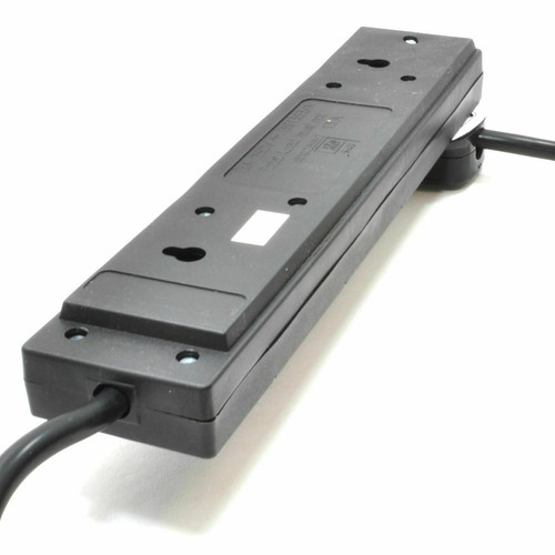 1m 4 Gang BLACK Extension Lead Way UK 13A Trailing Socket Mains Power - Afbeelding 2 van 4