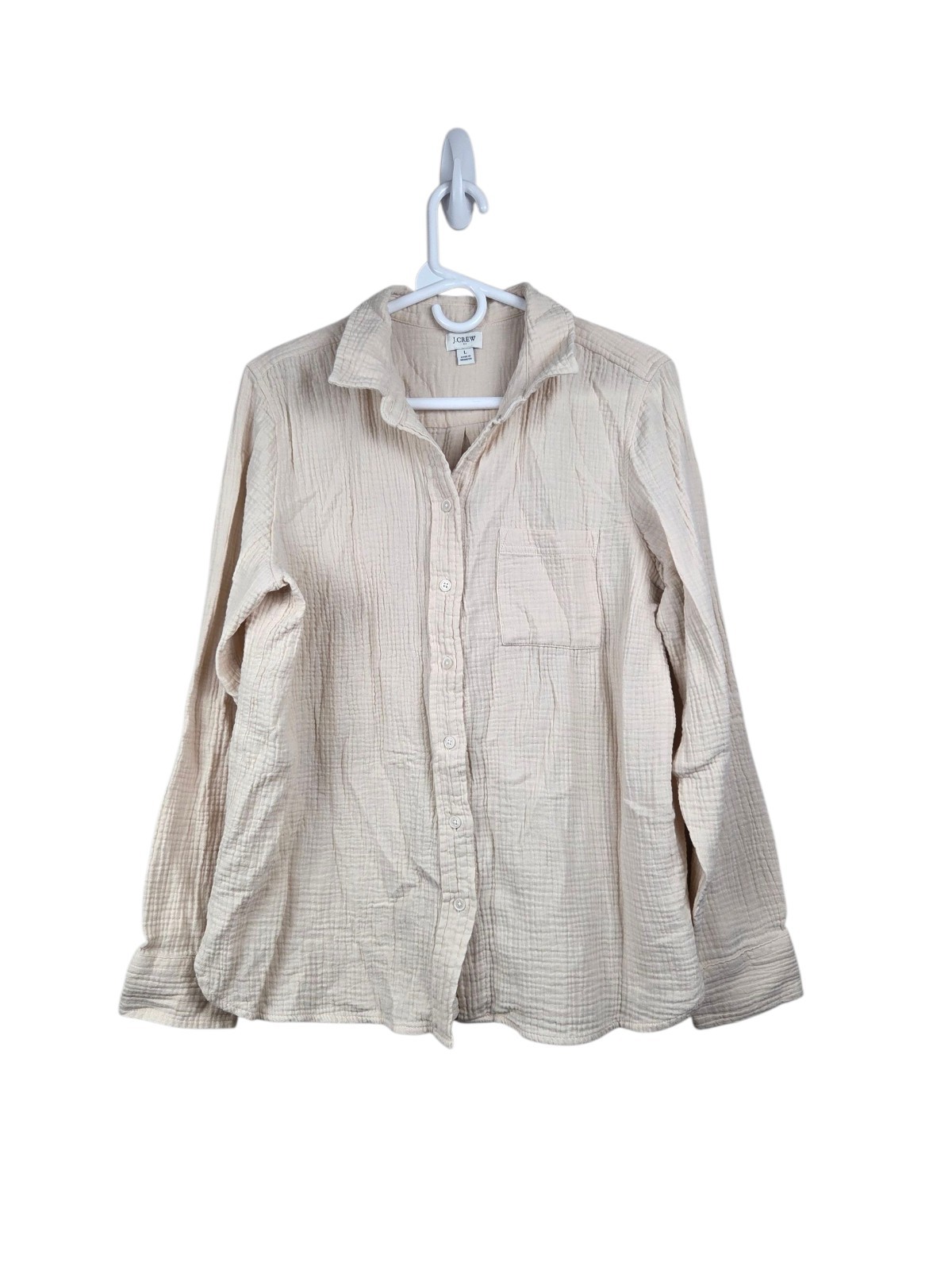 J. Crew Women's Button-Down Shirt Long Sleeve Muslin Cotton Size Large