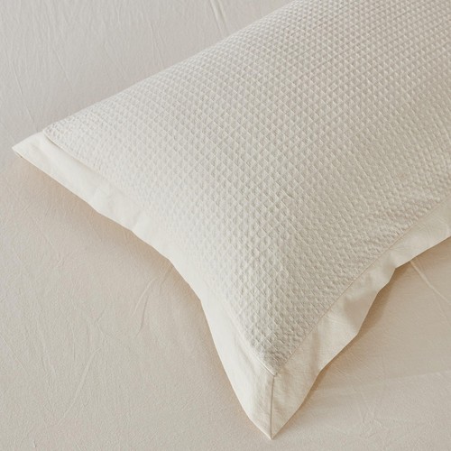 Cream Waffle Weave Duvet Cover King 100% Cotton 3 Pcs Set 1 Beige Textured - Picture 3 of 7