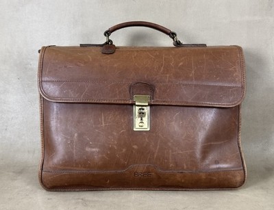 BREE All Leather Briefcase Business Bag Brown Men's Handbag Vintage