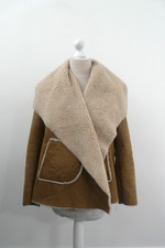 ZARA TRAFALUC fake fur short jacket - size EUR/M - patch pockets wide collar