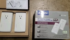ZyXEL AV2000 Pass-thru Ethernet Adapter Powerline Pack of 2 *No Ethernet Cables*