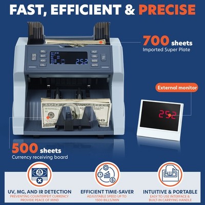 XD-500 Money Counter Machine Mixed Denomination Bill Value Counting