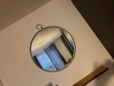 Dunelm Round Silver Mirror with Industrial Ring Hanger - 23"
