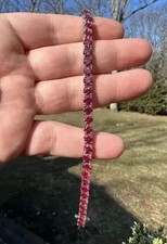 14K White Gold Plated 10Ct Round Cut Pink Sapphire Tennis Lab Created Bracelet