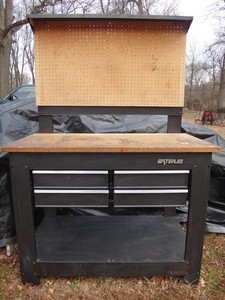 Waterloo Industrial 4 Drawer HEAVY DUTY STEEL Workbench with Pegboard & Light