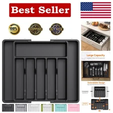 Large Expandable Silverware Organizer - 8 Compartment Tray for Kitchen Elegance