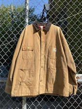 Vintage Carhartt Duck Canvas Quilted Men’s Size 52 Chore Coat Jacket Brown