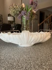 Vintage Jeannette Shell Milk Glass Gondola Console Bowl