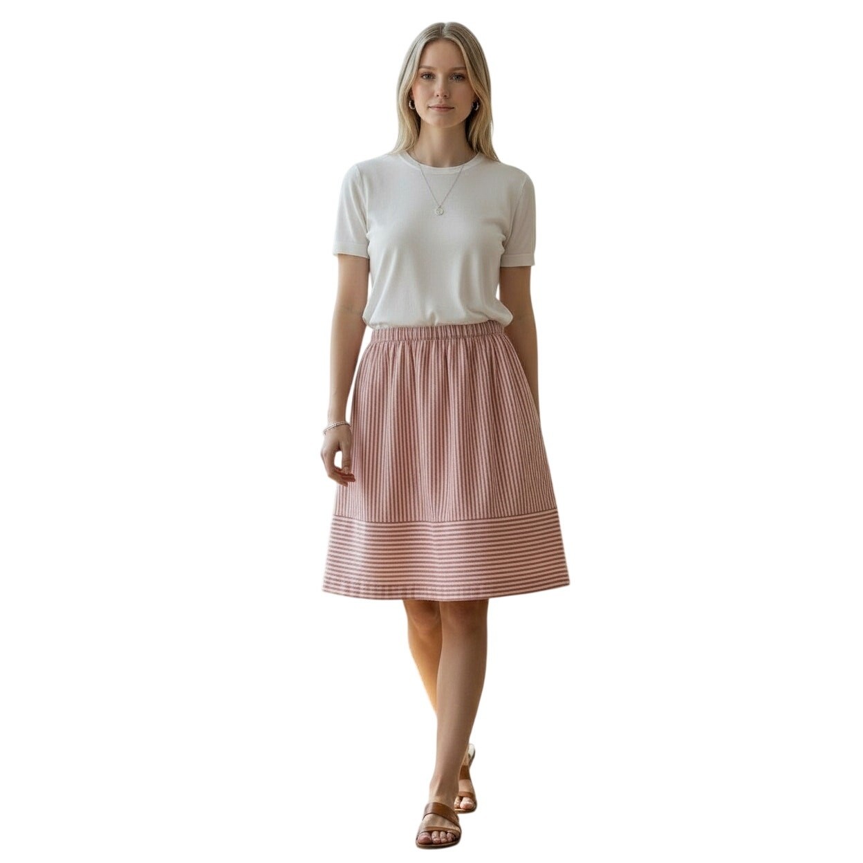 J. Crew Red White Striped A‑Line Skirt Pull On Waist Pockets Size XS Excellent