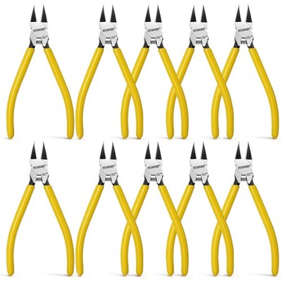 10 Pack Flush Cutters, Wire Cutters, 6'' Flush Cut Pliers | Spring Loaded Side