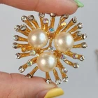 Vintage Brooch Pin Rhinestone Faux Pearl Costume Jewelry