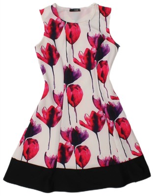 QUIZ Womens Sleeveless A-Line Dress UK 10 Small  White Floral Polyester AS09