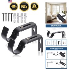 Curtain Rod Brackets for Wall - Adjustable Hooks, Iron Holders for 1 Inch Rod...