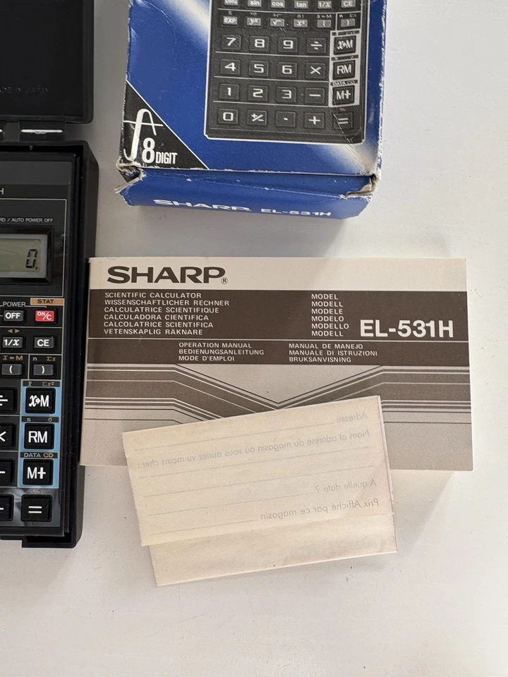 Calculatrice Vintage Boîte Sharp EL-531H Complet Rare - Photo 3/4