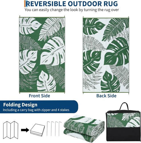 Outdoor Rug 8x10 9x12 9x18 Plastic Straw Rug Patio Rug RV Camping Mat Waterproof - Picture 17 of 48