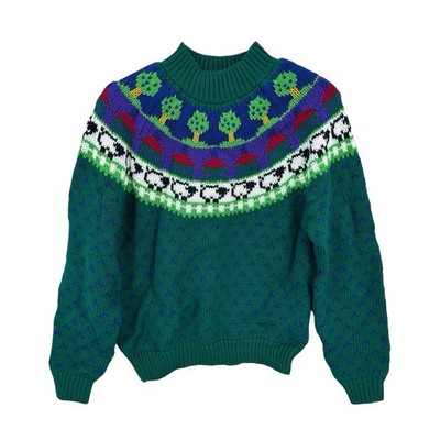 NORTHERN ISLES Sweater Fair Isle Green Grandma Knit Womens Small W555