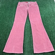 VTG Mudd Low Rise Flare Pants Womens Sz 11 31x31" Pink Corduroy Bell Bottoms Y2K