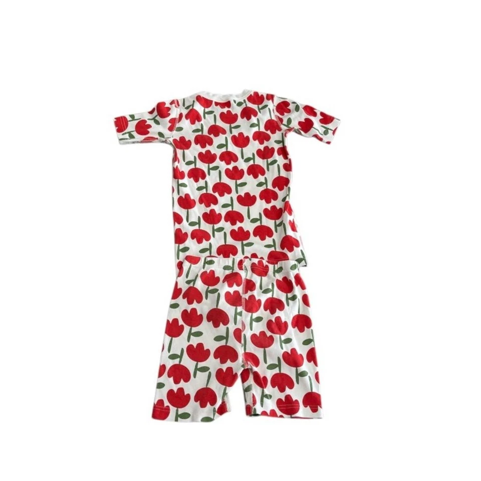 Conjunto de pijama corto John Dreaming of Red Tulipanes Hanna Andersson talla 140 EE. UU. 10 Foto 3 de 4