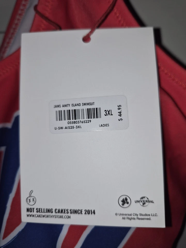 Nuevo con etiquetas Traje de baño Cakeworthy Jaws 50 aniversario Amity Island talla 3x $44,95 venta al por menor Foto 3 de 4