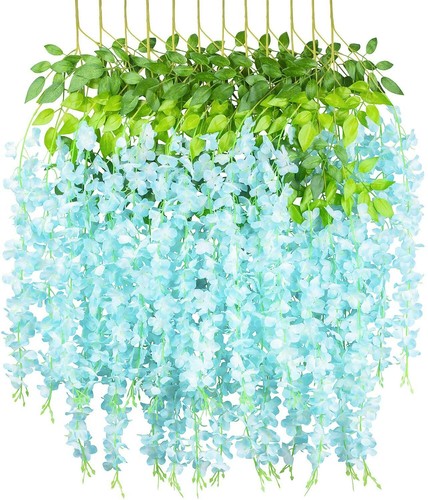 12x Artificial Flower Vine Ratta Hanging Garland Wisteria Flowers Wedding Decor - Picture 5 of 35