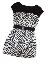 EXPRESS short BLACK white DRESS career ZEBRA cocktail  XS