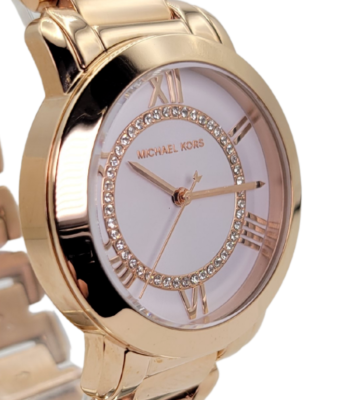 Michael Kors Janey Ladies Rose Gold-Tone Crystals/White Dial  display picture 3