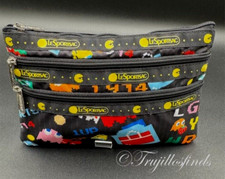 LeSportsac Pac-Man 3 Zip 1974 Power Pellets Cosmetic Travel Bag 7158 G842 New P2