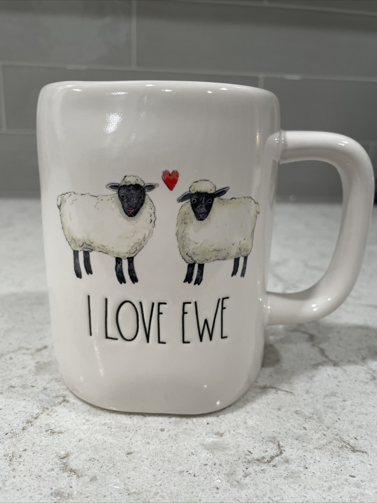 I LOVE EWE Rae Dunn Valentine Sheep & Heart ceramic 19oz Mug You Farm