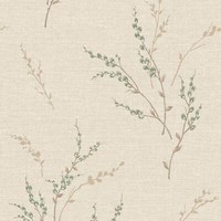 Belgravia Carmella Florale Tapete Texturiertes Vinyl Metallisches JutegrüN 7152