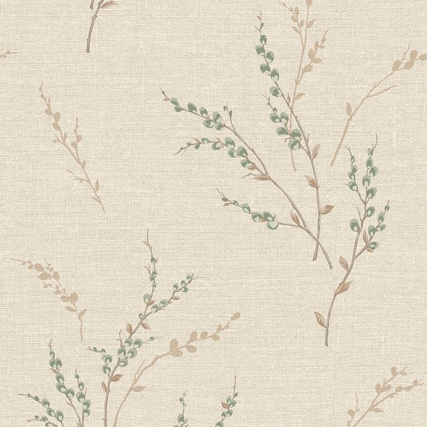 Belgravia Carmella Florale Tapete Texturiertes Vinyl Metallisches JutegrüN 7152-image