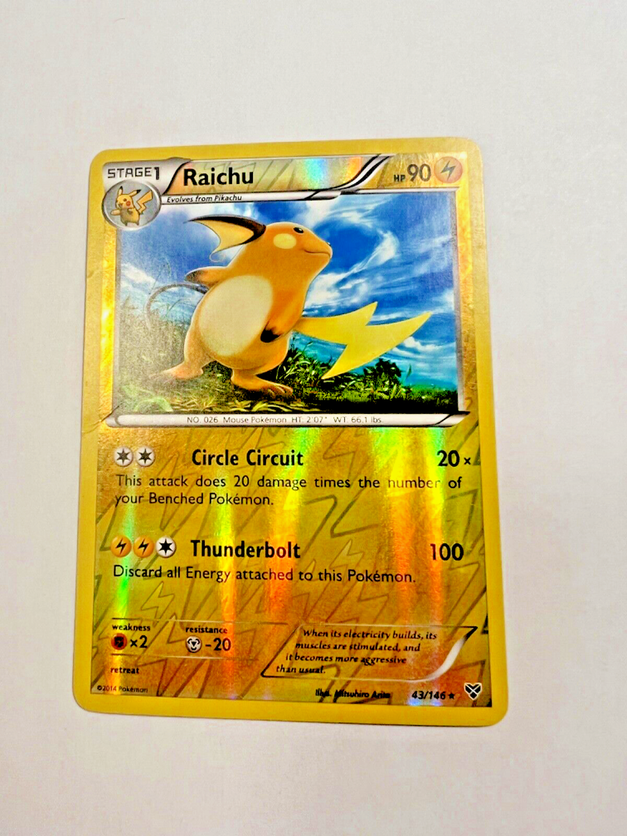 Raichu Pokemon Trading Card Holographic 43/146 XY Reverse Holo