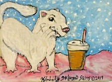 Snowflake Mocha Art Print 5x7 Ferret Collectible Artist Kimberly Helgeson Sams