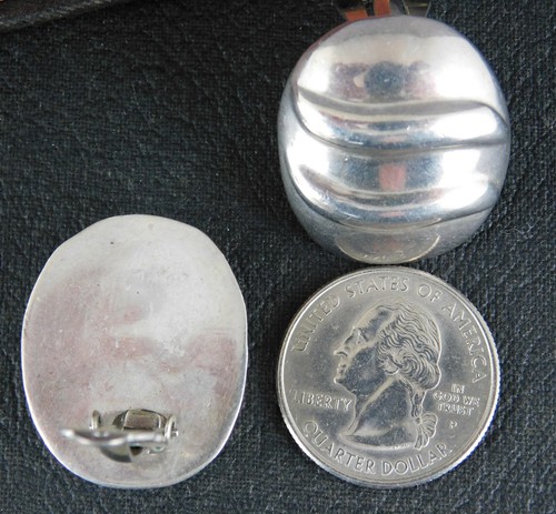 Vintage Taxco Mexico 925 Sterling Silber ovale Wellen Ohrclips - Bild 6 von 7