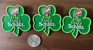 Vintage SCHLITZ Beer St. Patty's Shamrock Pin Backs, Set of 3