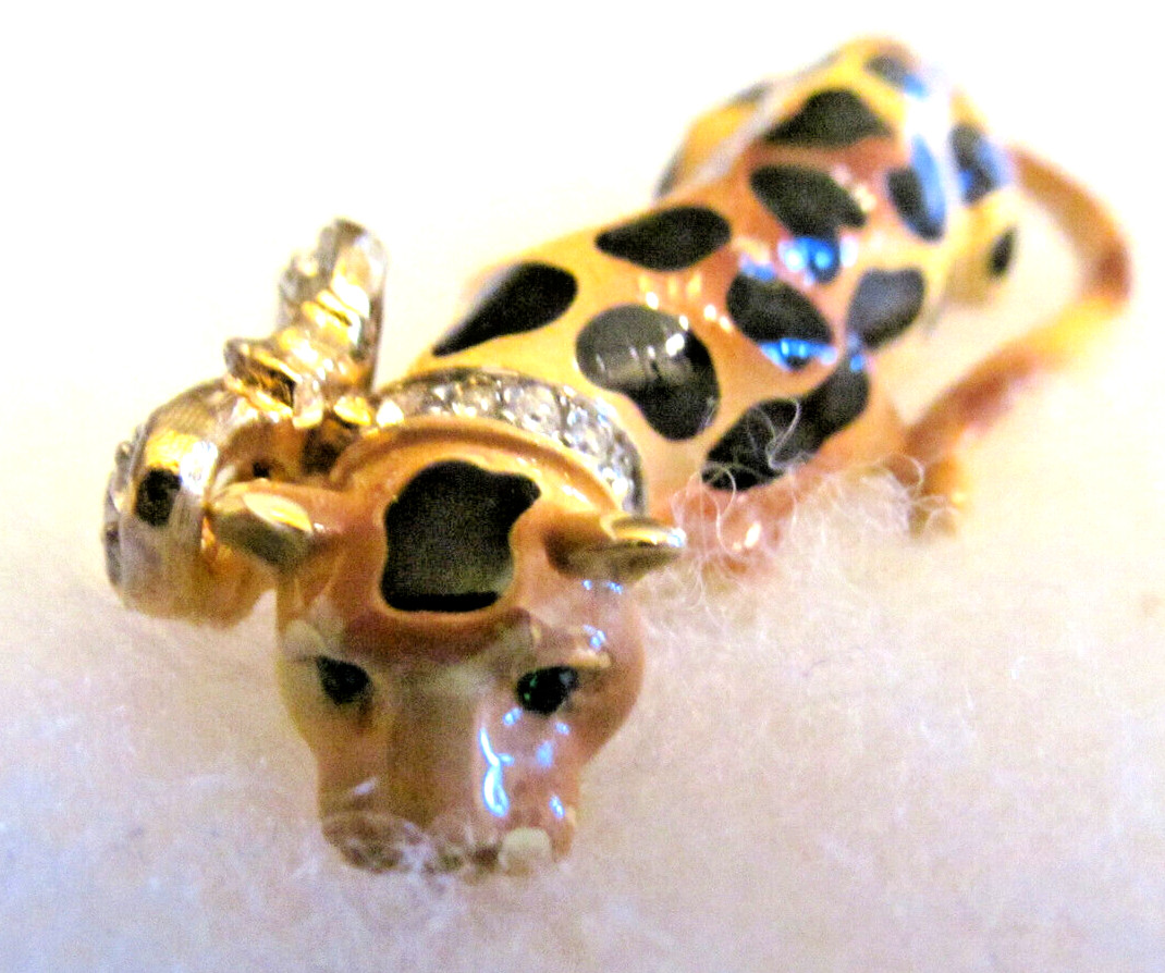 VTG KENNETH JAY LANE SIGNED KJL ENAMEL LEOPARD RH… - image 2