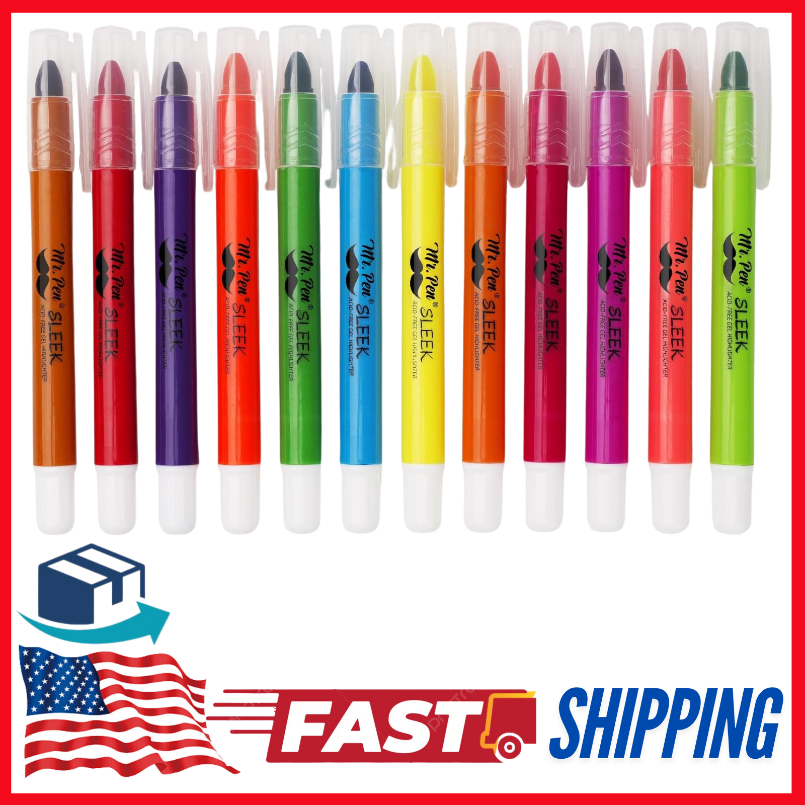 Gel Highlighters, Pack of 12, No Bleed Bible Highlighter, Dry Assorted Colors-image