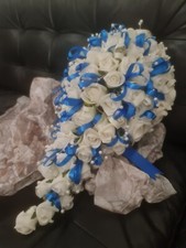 Teardrop Bouquets Bridal Wedding flowers Royal Blue White