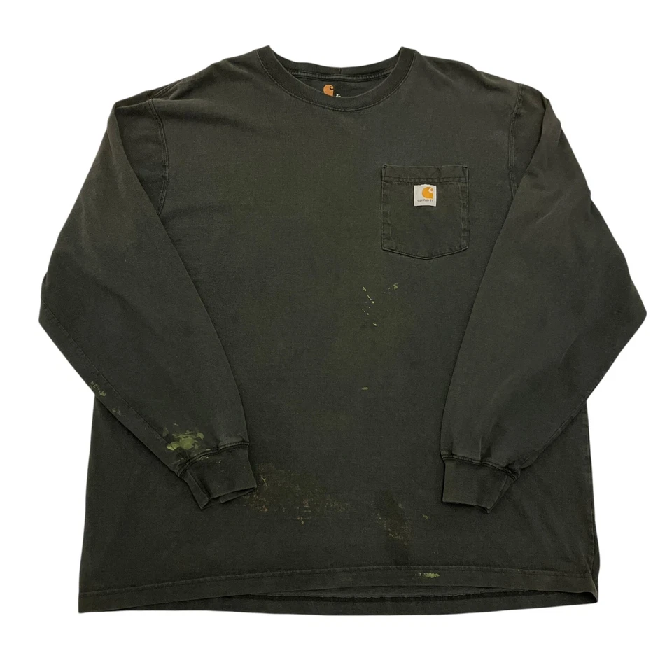 Carhartt Pocket T-Shirt Black Mens XL Original Fit Long Sleeve 100% Cotton
