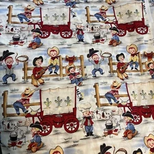 Michael Miller Vintage (New) Lil Cowpokes Cotton Fabric 5-7/8 Yds Cowboy Kids
