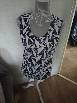 Ärmellose Bluse Damen Tina Taylor Größe S blau/weiß