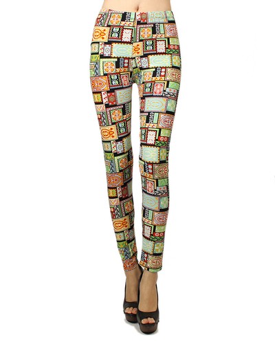 Neu mit Etikett lässige Stretch-Leggings wild verrücktes Muster aztekisches indianisches Tier einheimisch - Bild 17 von 17
