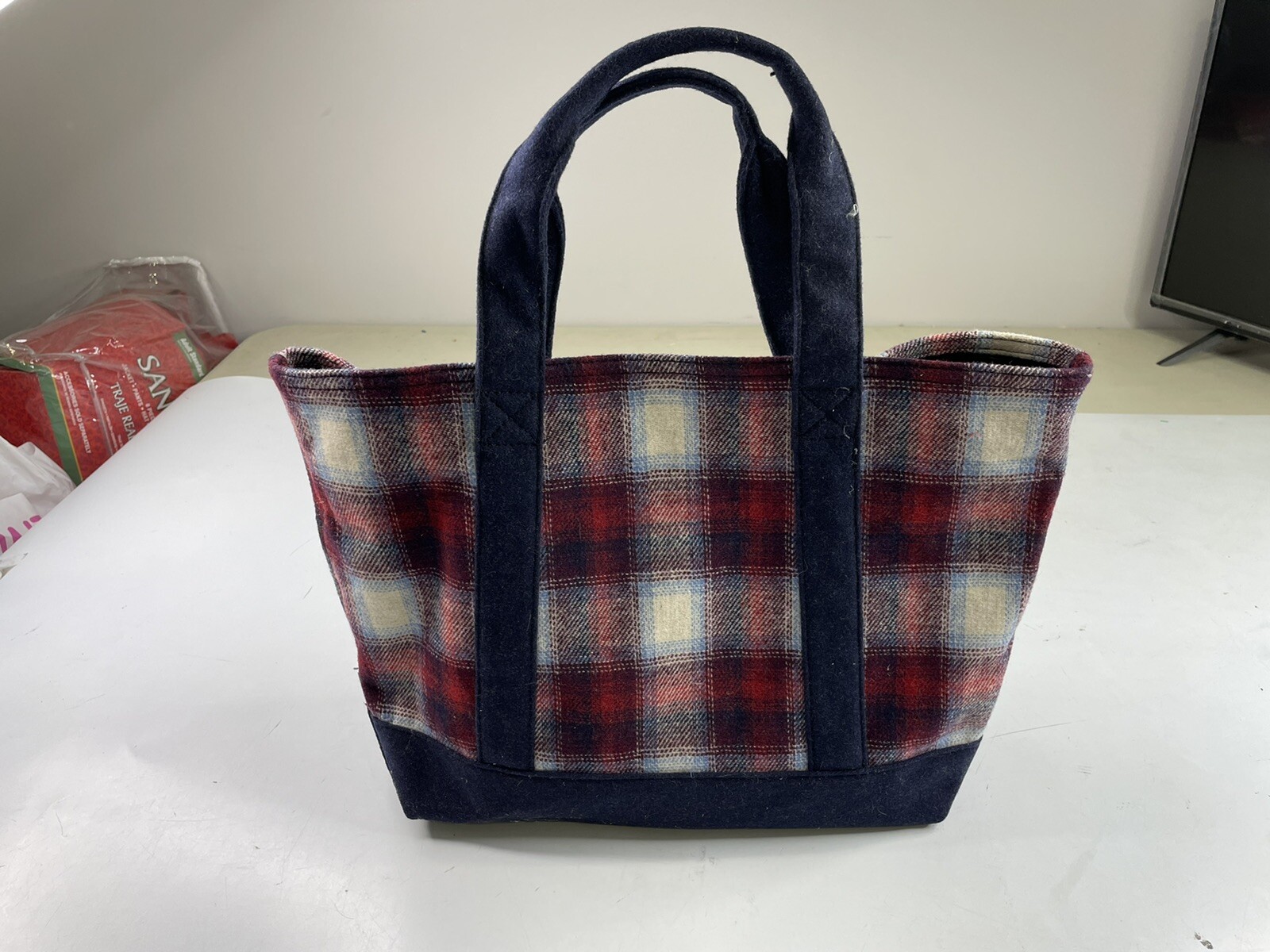 Gap + Pendleton Blue Red Multi Plaid Wool Tote Sh… - image 1