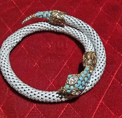Betsy Johnson White Mesh Snake with Rhinestones Arm Cuff Bracelet