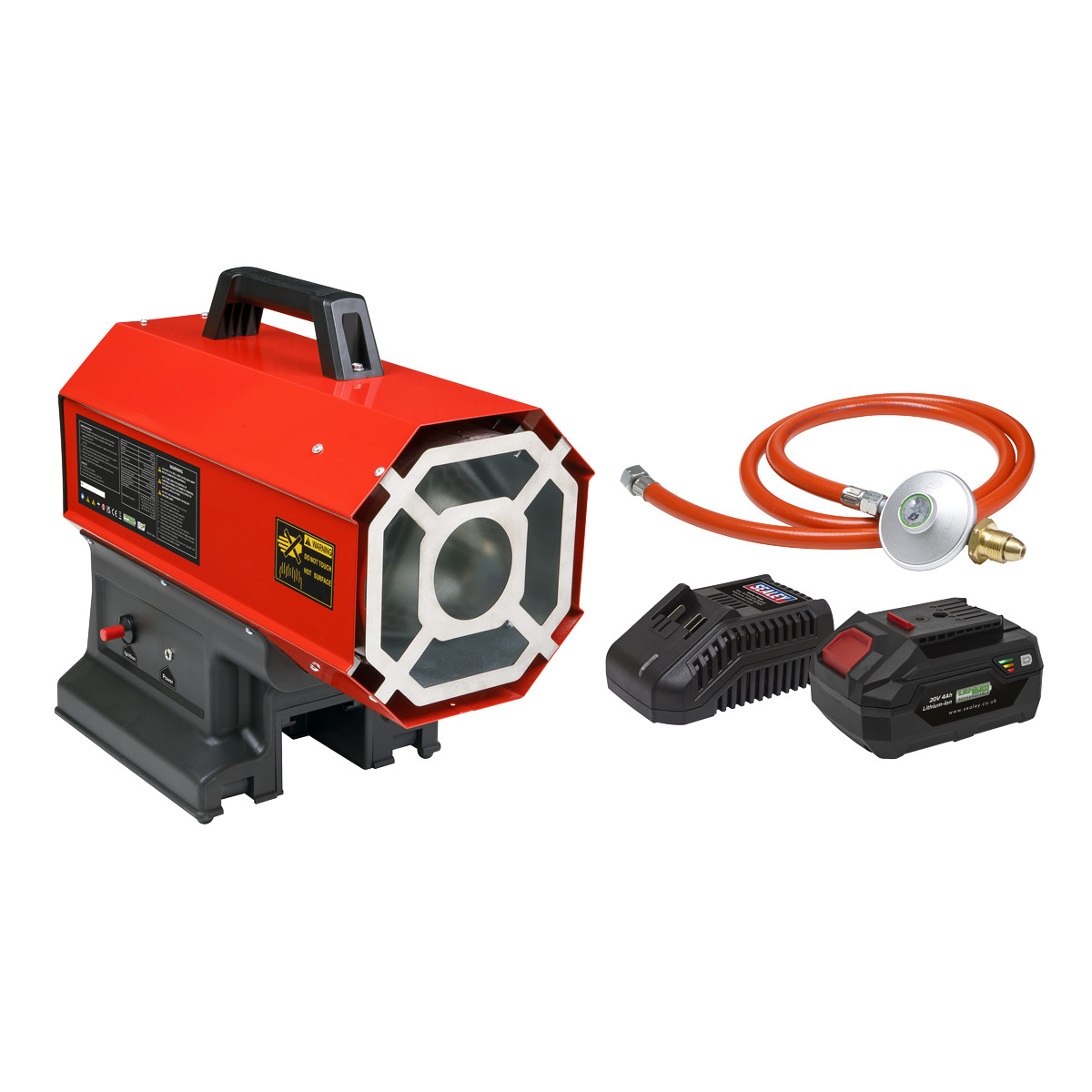 230V Space Warmer® Propane Heater 30,000-68,000Btu/hr (9-20kW) with 20V 4Ah Kit