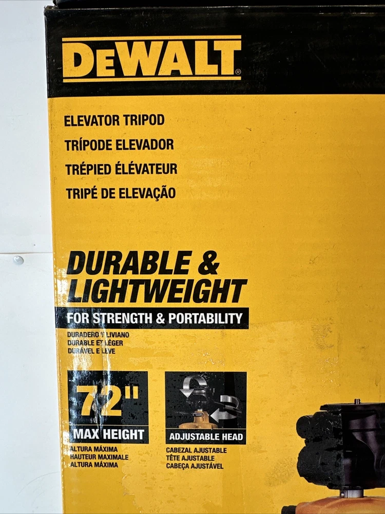 DEWALT Laser Level Tripod ¼ x 20 Thread Mount Collapsible Legs Non-Skid Feet 72”