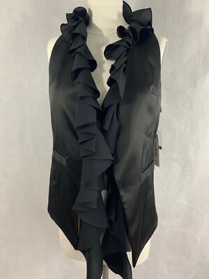 NWT Bergamo by EBi   Women Blouse Size 8 Black MSRP$ 385 Sleeveless Ruffle
