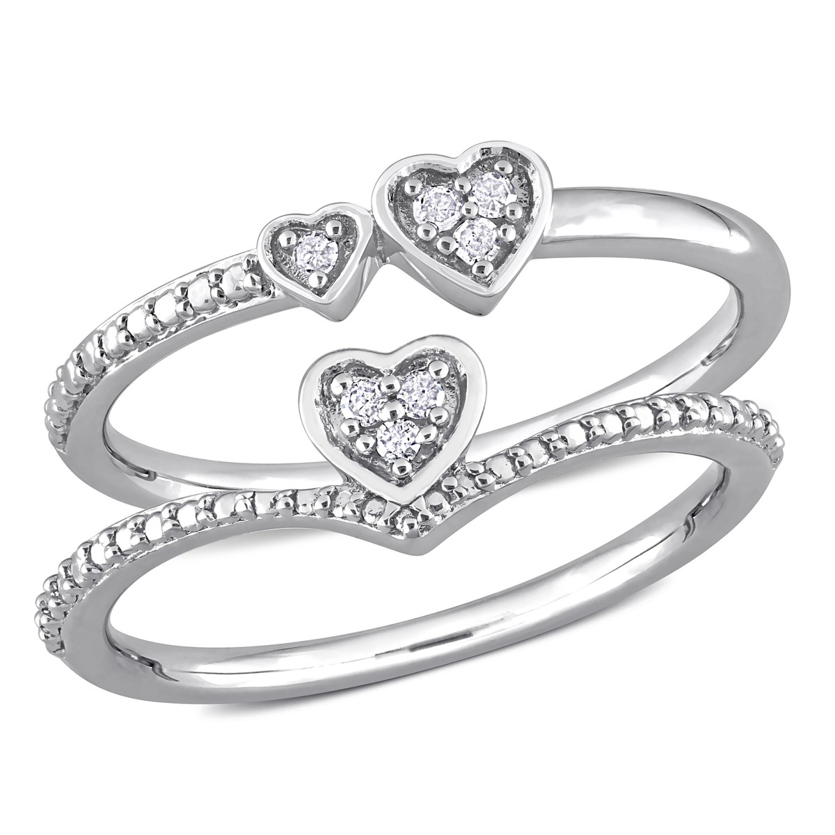 Beautlace Heart Engagement Ring Set, 2 Carat Moissanite, 925  Silver 2pc Heart Ring Set display picture 1