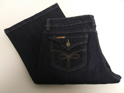 Jordache Womens Farah Full Length Jeans 32W x 34.5L Dark Blue Wash Horse 80 90s